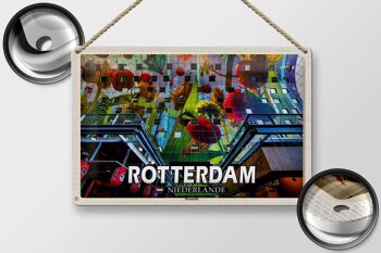 Plaque en tôle voyage 30x20cm Rotterdam Pays-Bas halle de marché 2
