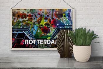 Plaque en tôle voyage 30x20cm Rotterdam Pays-Bas halle de marché 3