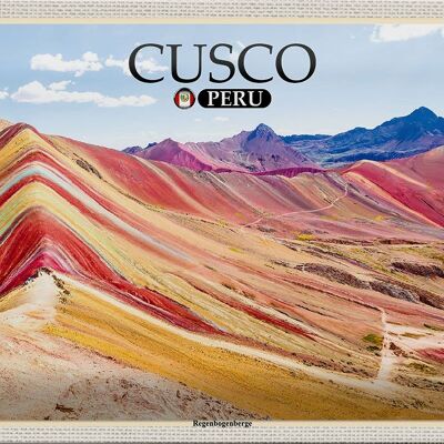 Cartel de chapa viaje 30x20cm Cusco Perú montañas arcoíris