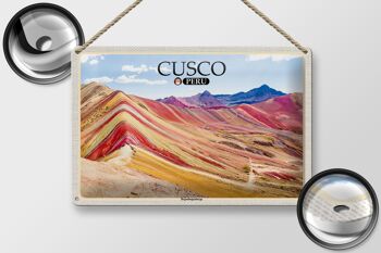 Panneau en étain voyage 30x20cm Cusco Pérou montagnes arc-en-ciel 2