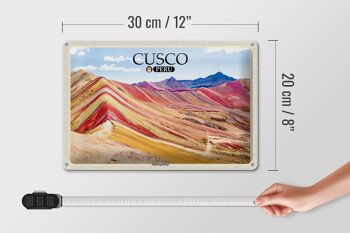 Panneau en étain voyage 30x20cm Cusco Pérou montagnes arc-en-ciel 4