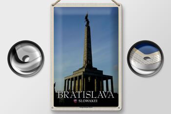 Signe de voyage en étain, 20x30cm, Bratislava, slovaquie, mémorial de guerre, Slavin 2