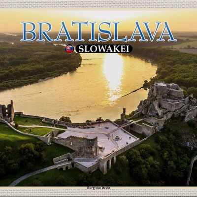 Cartel de chapa de viaje 30x20cm Castillo de Bratislava Eslovaquia de Devin