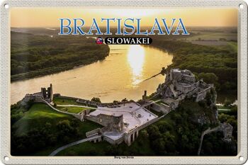 Panneau en étain de voyage, 30x20cm, château de Bratislava, slovaquie, par Devin 1