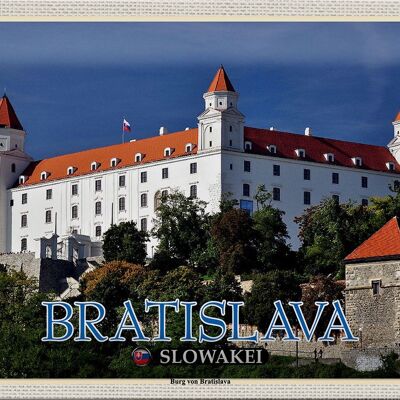 Panneau en étain voyage 30x20cm Bratislava Slovaquie Château de Bratislava