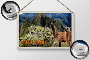 Plaque en étain voyage 30x20cm Ruines Machu Picchu de la ville inca de Lamas 2