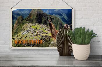 Plaque en étain voyage 30x20cm Ruines Machu Picchu de la ville inca de Lamas 3