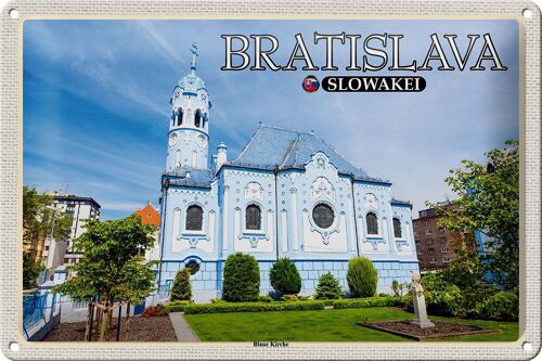 Blechschild Reise 30x20cm Bratislava Slowakei Blaue Kirche