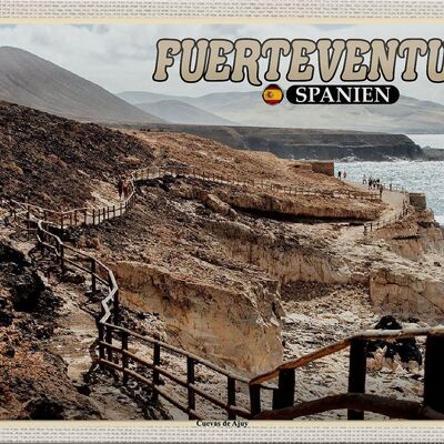 Targa in metallo da viaggio 30x20 cm Fuerteventura Spagna Cuevas De Ajuy