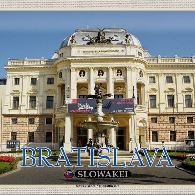 Cartel de chapa de viaje 30x20cm Bratislava Eslovaquia Teatro Eslovaco