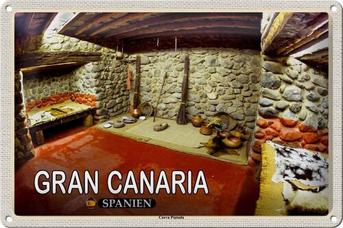 Blechschild Reise 30x20cm Gran Canaria Spanien Cueva Pintada Höhle