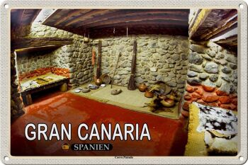 Panneau de voyage en étain, 30x20cm, Gran Canaria, espagne, grotte Cueva Pintada 1