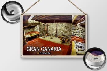 Panneau de voyage en étain, 30x20cm, Gran Canaria, espagne, grotte Cueva Pintada 2