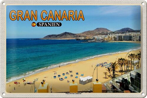 Blechschild Reise 30x20cm Gran Canaria Spanien Playa de las Canteras
