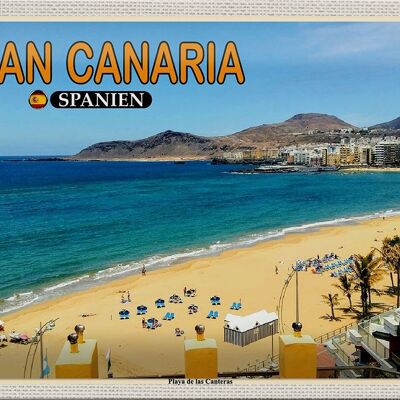 Panneau en étain voyage 30x20cm, Gran Canaria, espagne, Playa de las Canteras