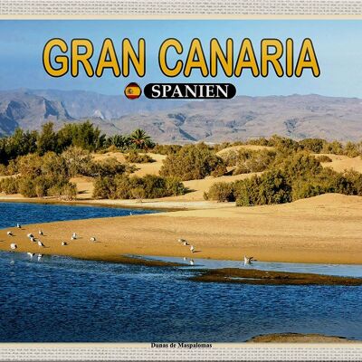 Panneau en étain voyage 30x20cm, Gran Canaria, espagne, Dunas de Maspalomas