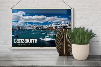 Signe en étain voyage 30x20cm Lanzarote espagne Arrecife ville mer 3