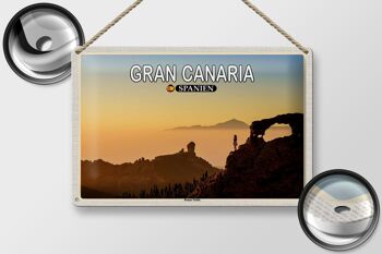 Panneau de voyage en étain, 30x20cm, Gran Canaria, espagne, Roque Nublo Mountain 2