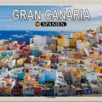 Panneau en étain voyage 30x20cm, Gran Canaria, espagne, ville de Las Palmas
