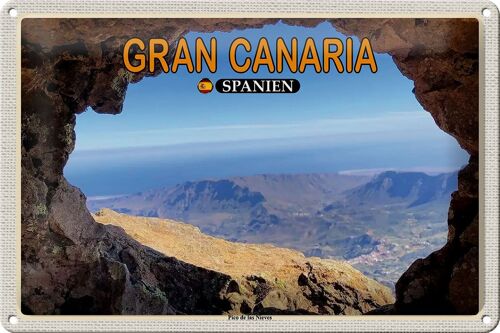 Blechschild Reise 30x20cm Gran Canaria Spanien Pico de Nieves Berg