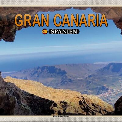 Cartel de chapa Travel 30x20cm Gran Canaria España Montaña Pico de Nieves