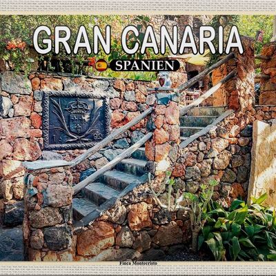 Signe en étain voyage 30x20cm Gran Canaria espagne Finca Montecristo