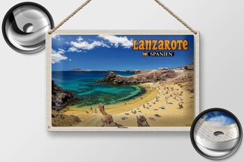Signe en étain voyage 30x20cm Lanzarote espagne Playa Blanca plage mer 2