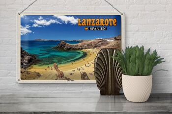 Signe en étain voyage 30x20cm Lanzarote espagne Playa Blanca plage mer 3