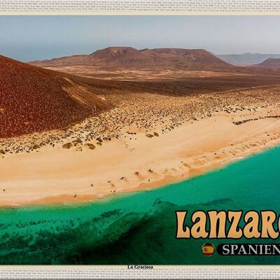 Targa in metallo da viaggio 30x20 cm Lanzarote Spagna Isola La Graciosa