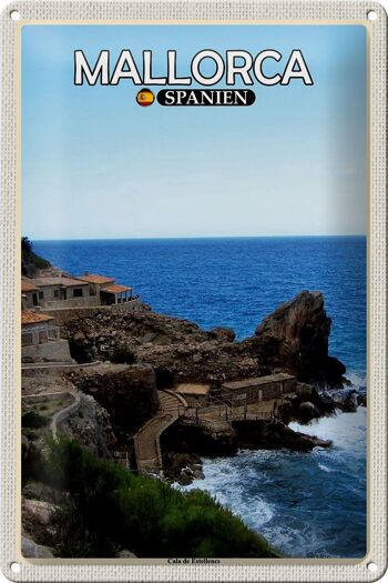 Plaque en tôle voyage 20x30cm Majorque Espagne Cala de Estellences 1