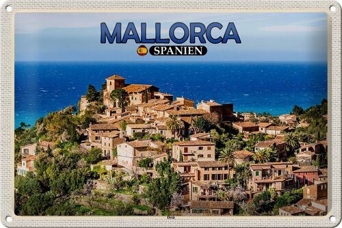 Blechschild Reise 30x20cm Mallorca Spanien Deià Meer Kleinstadt