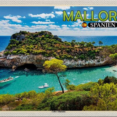 Cartel de chapa Travel 30x20cm Mallorca España Cala s'Almunia Bay