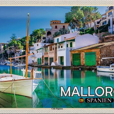 Cartel de chapa de viaje 30x20cm Mallorca España Cala Figuera Place Bay