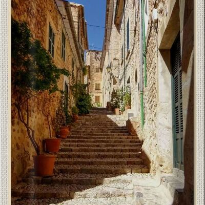 Cartel de chapa Viaje 20x30cm Mallorca España Fornalutx Escaleras