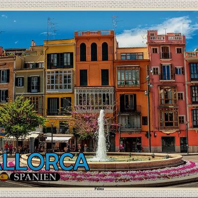 Cartel de chapa de viaje, 30x20cm, Mallorca, España, Palma, fuente, vacaciones