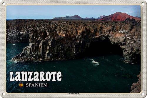 Blechschild Reise 30x20cm Lanzarote Spanien Los Hervideros Küste