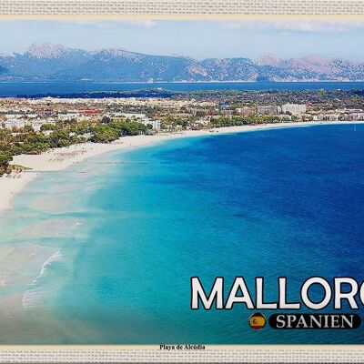 Cartel de chapa Viaje 30x20cm Mallorca España Playa de Alcúdia Playa