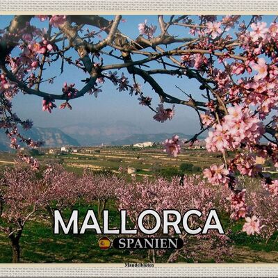 Cartel de chapa viaje 30x20cm Mallorca España Almendros en flor