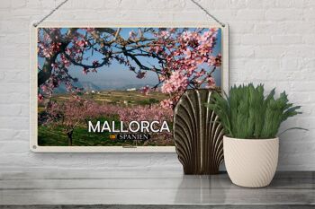 Plaque en tôle voyage 30x20cm Majorque Espagne fleurs d'amandier 3