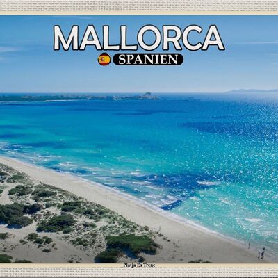 Cartel de chapa Travel 30x20cm Mallorca España Platja Es Trenc Mar
