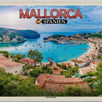 Targa in metallo da viaggio 30x20 cm Maiorca Spagna Port de Sóller vacanza