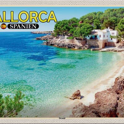 Cartel de chapa de viaje, 30x20cm, Mallorca, España, playa, mar, vacaciones