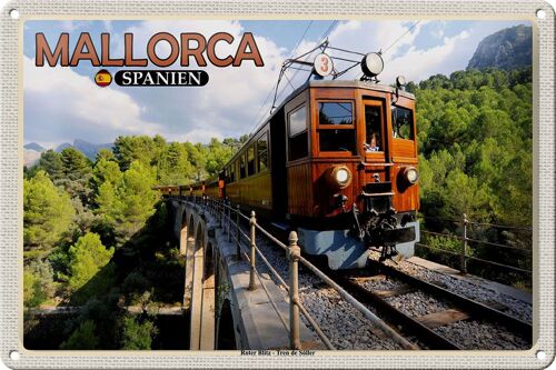 Blechschild Reise 30x20cm Mallorca Spanien Roter Blitz Tren Sóller