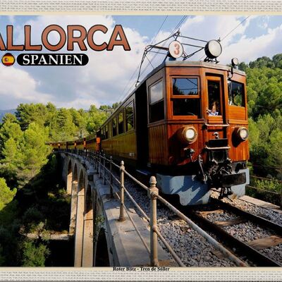 Cartel de chapa Travel 30x20cm Mallorca España Rayo Rojo Tren Sóller