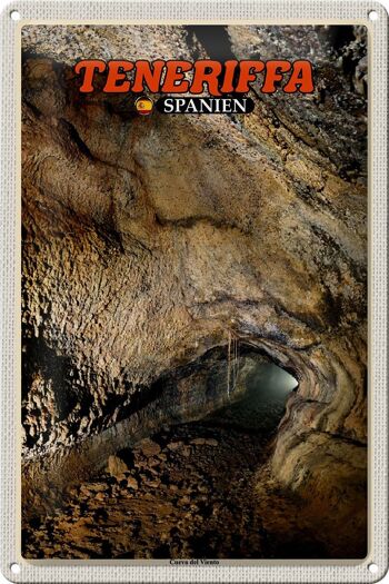 Panneau en étain voyage 20x30cm Tenerife Espagne Grotte Cueva del Viento 1