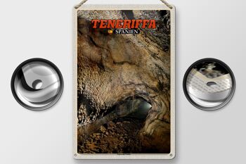 Panneau en étain voyage 20x30cm Tenerife Espagne Grotte Cueva del Viento 2