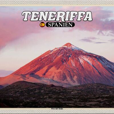 Targa in metallo da viaggio 30x20 cm Tenerife Spagna Pico del Teide