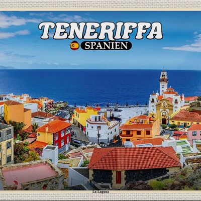 Blechschild Reise 30x20cm Teneriffa Spanien La Laguna Meer Stadt