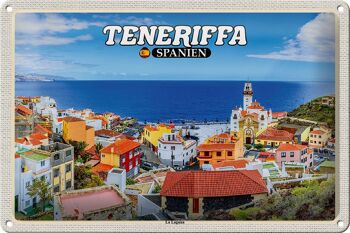Panneau en étain voyage 30x20cm, Tenerife, espagne, La Laguna, Sea City 1