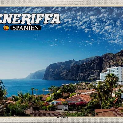 Cartel de chapa viaje 30x20cm Tenerife España Acantilados de Los Gigantes